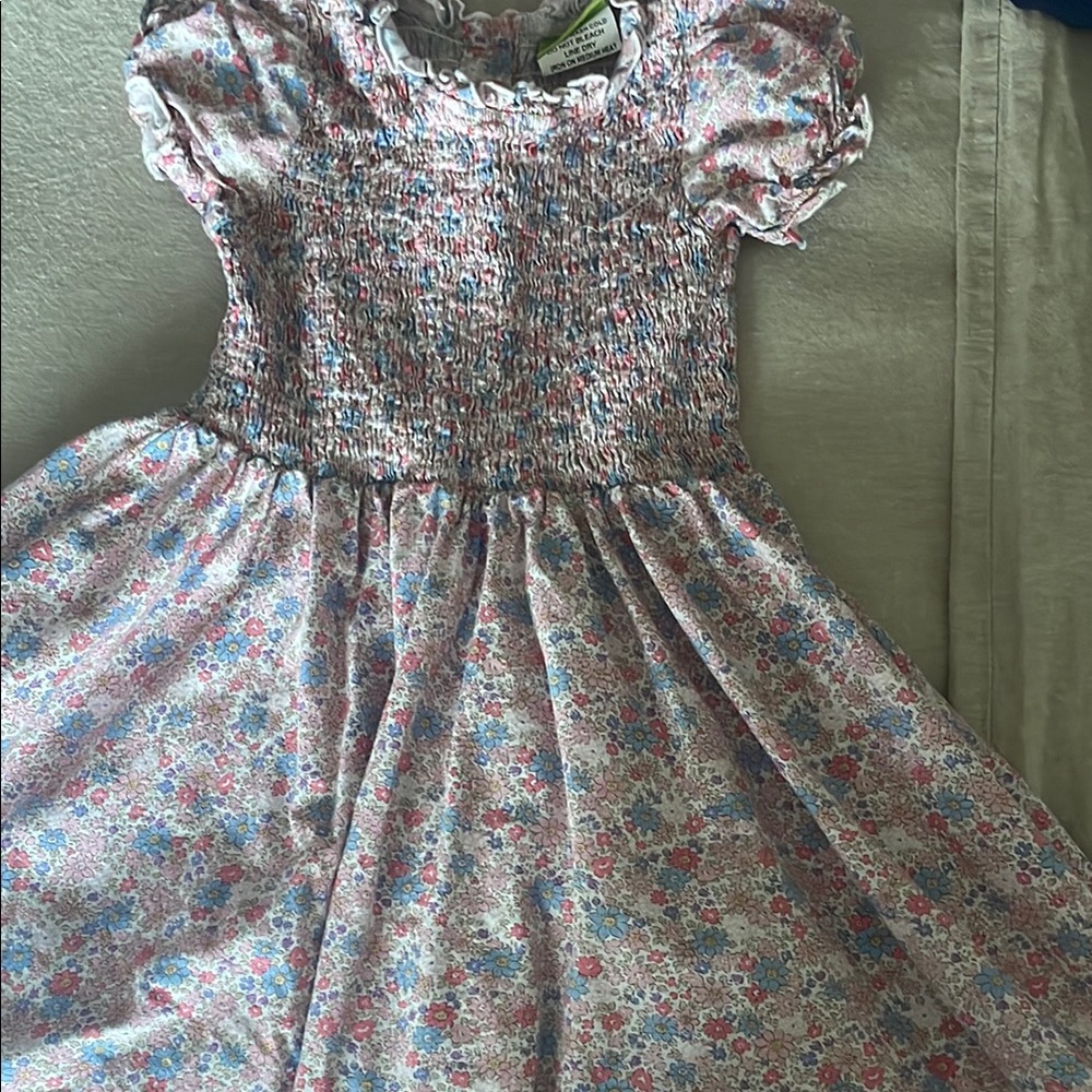 Blue Smocked Ruffled Sundress